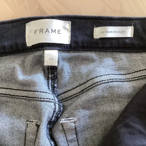 FRAME Women's Jeans Le Sleek Straight High Rise Astronaut Black Studded Sz 25 - Picture 9 of 16